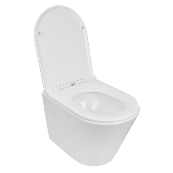 Унитаз подвесной безободковый Azario Teramo AZ-0053-UQ3 (система смыва Торнадо) с тонкой крышкой микролифт, Цвет производителя: белый - фото 3