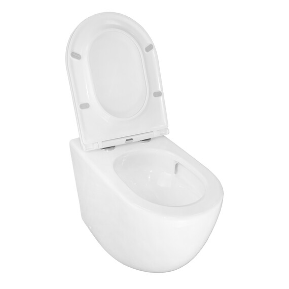 Унитаз приставной безободковый Azario Grado AZ-2141D-UQ1 с тонкой крышкой микролифт (система смыва Торнадо) - фото 7