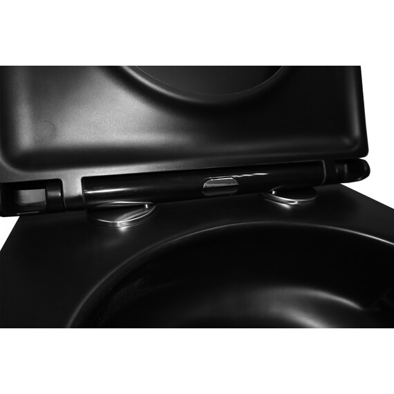 Унитаз подвесной безободковый Azario Teramo AZ-0052-UQ3MB с крышкой микролифт (система смыва Торнадо) чёрный матовый, Цвет производителя: чёрный матовый - фото 9