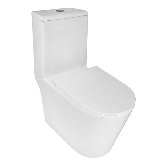 Унитаз-моноблок безободковый Azario Scala AZ-8101 с тонкой крышкой микролифт (система смыва торнадо) - фото 2