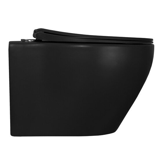 Унитаз подвесной безободковый Azario Keras AZ-99046B с тонкой крышкой микролифт, чёрный матовый, Цвет производителя: чёрный матовый - фото 9