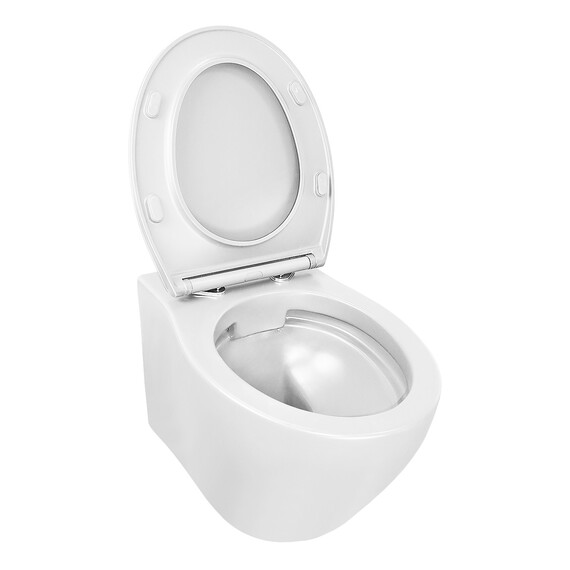 Унитаз подвесной безободковый Azario Keras AZ-99046W с тонкой крышкой микролифт, Цвет производителя: белый - фото 4