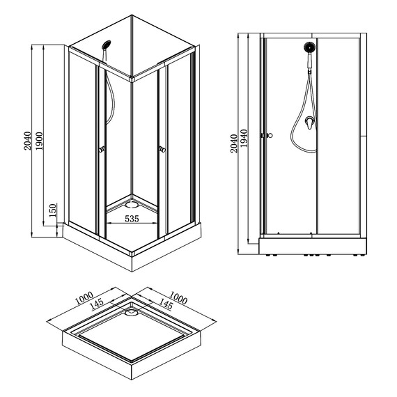 Душевая кабина Loranto Neo 100х100 см CS-21801-100, чёрный/прозрачное - фото 9