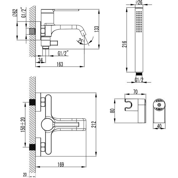 Смеситель для ванны Azario Vincente AZ-VRZ238326C, Цвет производителя: хром - фото 6