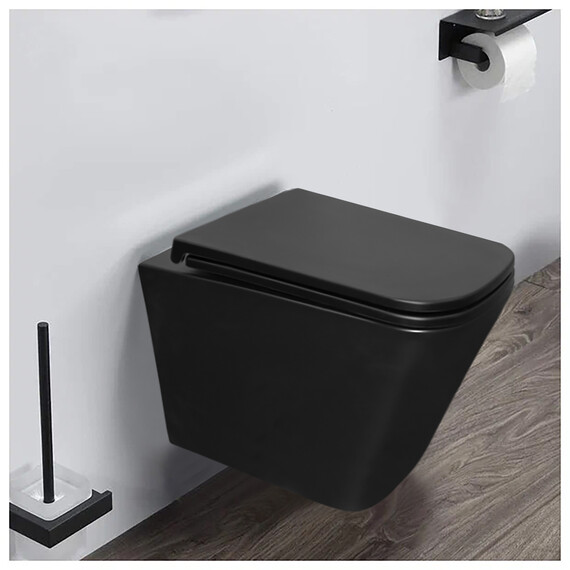 Унитаз подвесной безободковый Azario Teramo AZ-0052-UQ3MB с крышкой микролифт (система смыва Торнадо) чёрный матовый, Цвет производителя: чёрный матовый - фото 14