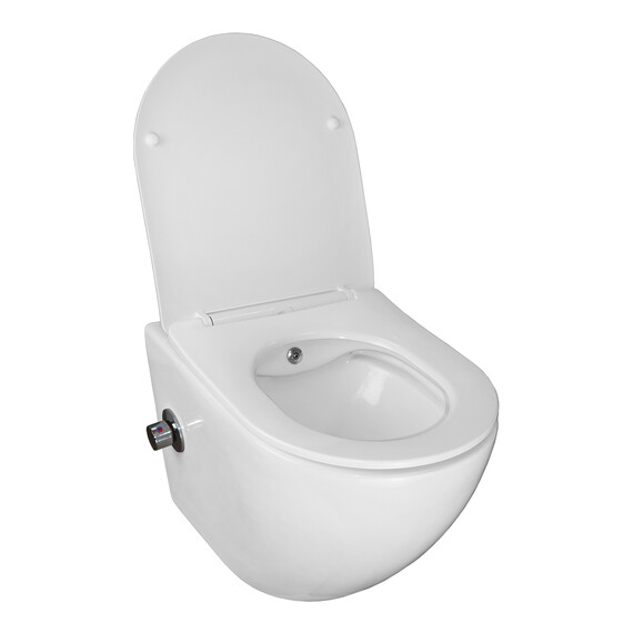 Унитаз-биде подвесной безободковый Azario Allegro AZ-3105B с тонкой крышкой микролифт - фото 2