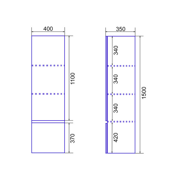 Пенал подвесной Azario Velluto 40 см CS00088605, белый матовый - фото 10