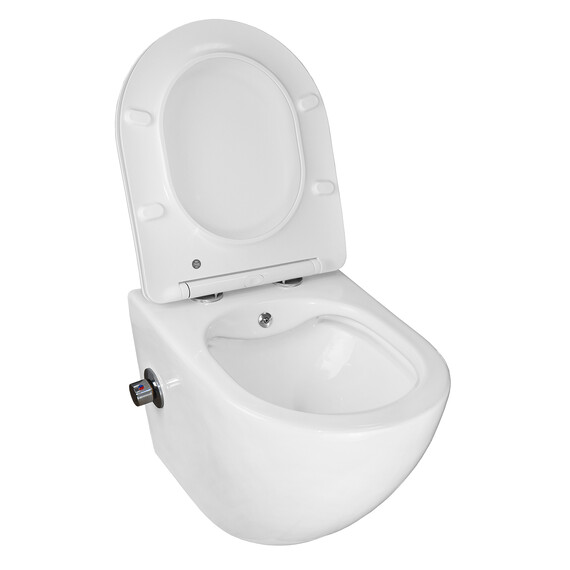 Унитаз-биде подвесной безободковый Azario Allegro AZ-3105B с тонкой крышкой микролифт - фото 3