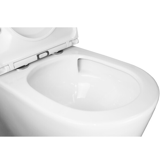Унитаз-компакт безободковый Azario Conto AZ-T005BR с тонкой крышкой микролифт (Система смыва торнадо), Цвет производителя: белый - фото 6