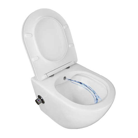 Унитаз-биде подвесной безободковый Azario Allegro AZ-3105B с тонкой крышкой микролифт - фото 4