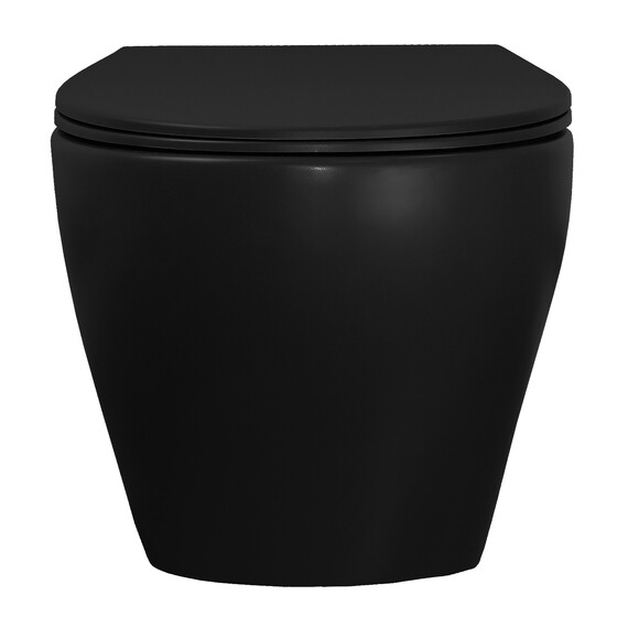 Унитаз подвесной безободковый Azario Keras AZ-99046B с тонкой крышкой микролифт, чёрный матовый, Цвет производителя: чёрный матовый - фото 8