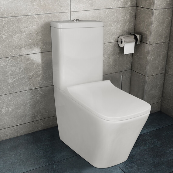 Унитаз-компакт безободковый Azario Quadro AZ-2175 UQ1 с крышкой микролифт, белый (Система смыва торнадо) - фото 11