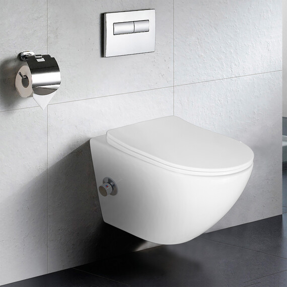 Унитаз-биде подвесной безободковый Azario Allegro AZ-3105B с тонкой крышкой микролифт - фото 13