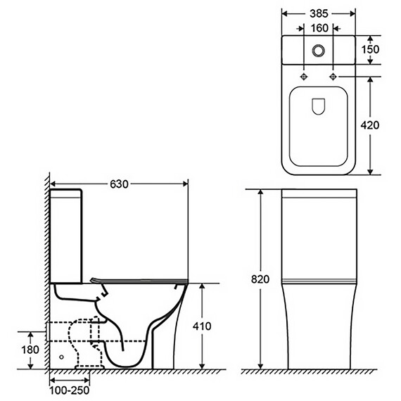 Унитаз-компакт безободковый Azario Anteo Square AZ-1218A с тонкой крышкой микролифт - фото 2