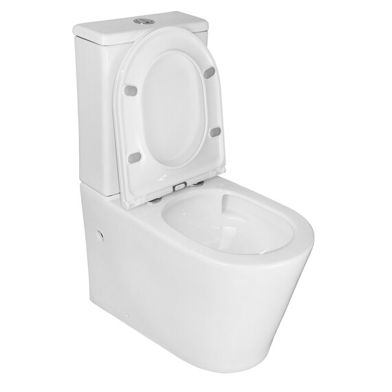 Унитаз-компакт безободковый Azario Conto AZ-T005BR с тонкой крышкой микролифт (Система смыва торнадо), Цвет производителя: белый - фото 3