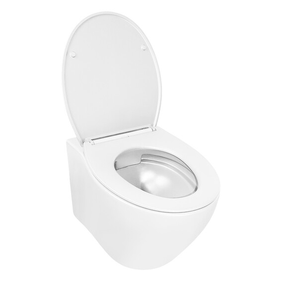 Унитаз подвесной безободковый Azario Keras AZ-99046W с тонкой крышкой микролифт, Цвет производителя: белый - фото 3