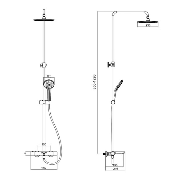 Душевая стойка с термостатом Azario Galaxy AZ-67B47EV1-1DC1J19A-ZH3394A-HB1153C, Цвет производителя: хром - фото 2