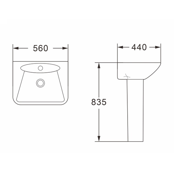 Раковина с пьедесталом Azario Elana 48 см AZ-334P - фото 6