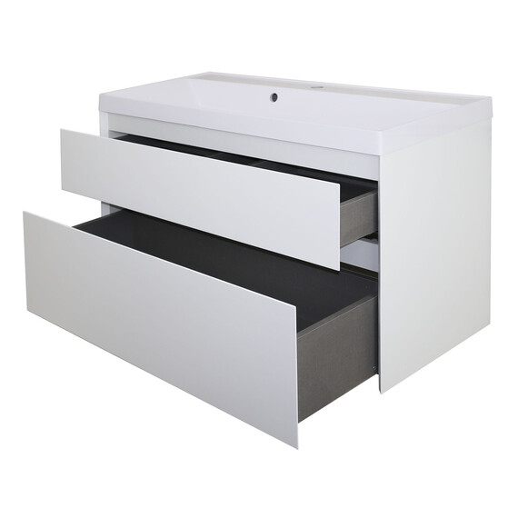 Тумба подвесная с раковиной Azario Velluto 100 см CS00088604, белый матотвый - фото 2