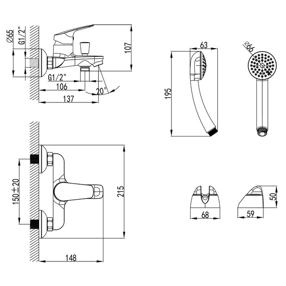 Смеситель для ванны Azario AZ-HU245906 - фото 6