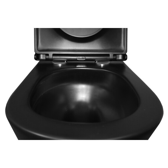 Унитаз подвесной безободковый Azario Teramo AZ-0053-UQ3-MB с крышкой микролифт (система смыва Торнадо) чёрный матовый, Цвет производителя: чёрный матовый - фото 5