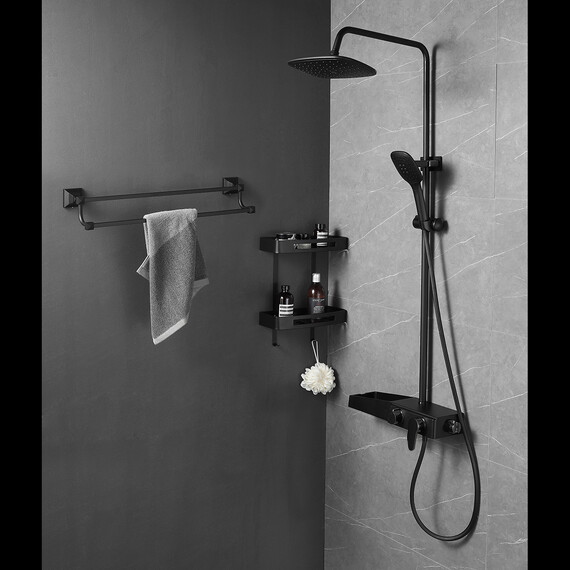 Душевая стойка Azario AZ-801-2B, чёрный матовый, Цвет производителя: чёрный матовый - фото 5