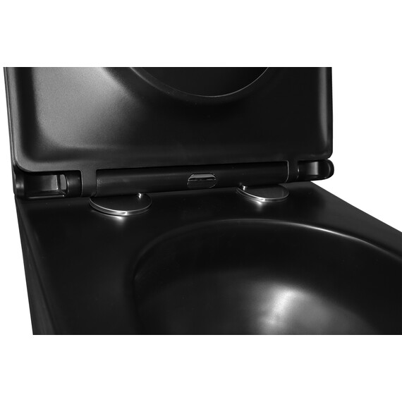 Унитаз подвесной безободковый Azario Teramo AZ-0053-UQ3-MB с крышкой микролифт (система смыва Торнадо) чёрный матовый, Цвет производителя: чёрный матовый - фото 6