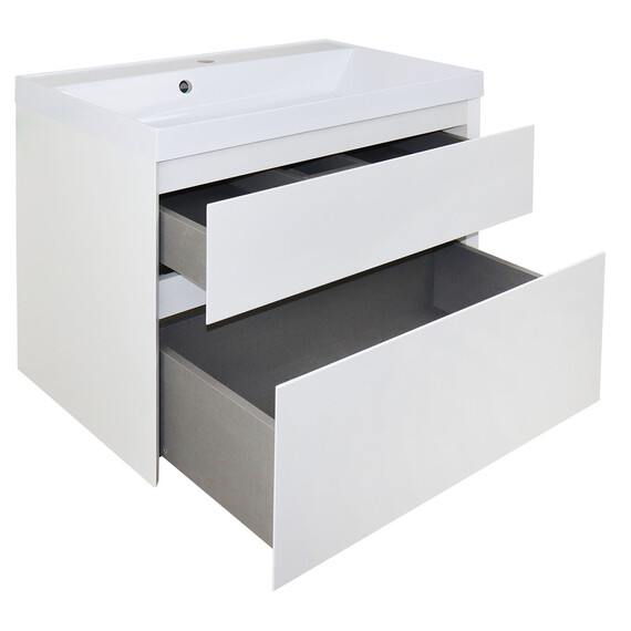 Тумба подвесная с раковиной Azario Velluto 80 см CS00088603, белый матотвый - фото 2