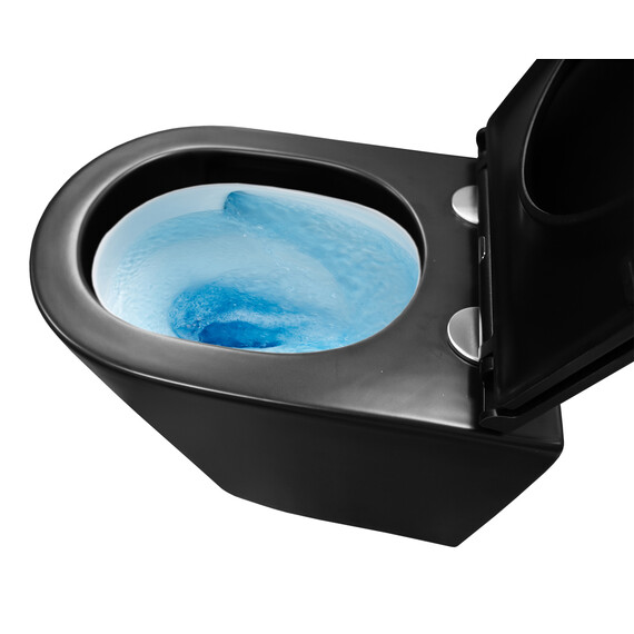 Унитаз подвесной безободковый Azario Teramo AZ-0053-UQ3-MB с крышкой микролифт (система смыва Торнадо) чёрный матовый, Цвет производителя: чёрный матовый - фото 7