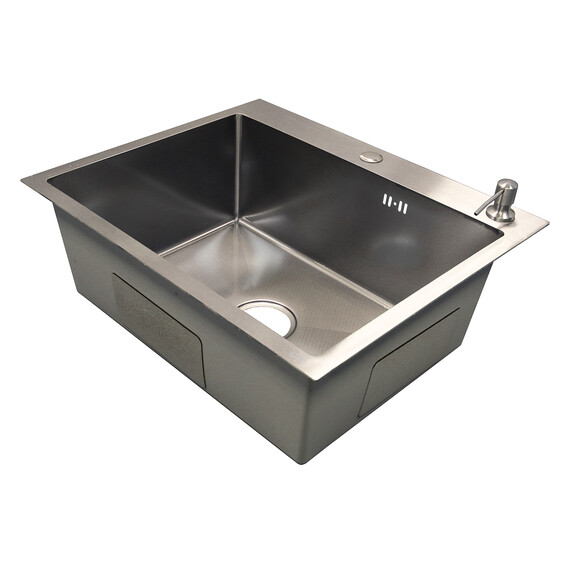 Кухонная мойка Azario Nicole AZS5050N (сифон, дозатор и коландер в комплекте) серебро - фото 3