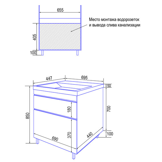 Тумба напольная с раковиной Azario Эстима 70/2Н 70 см CS00094594 - фото 7