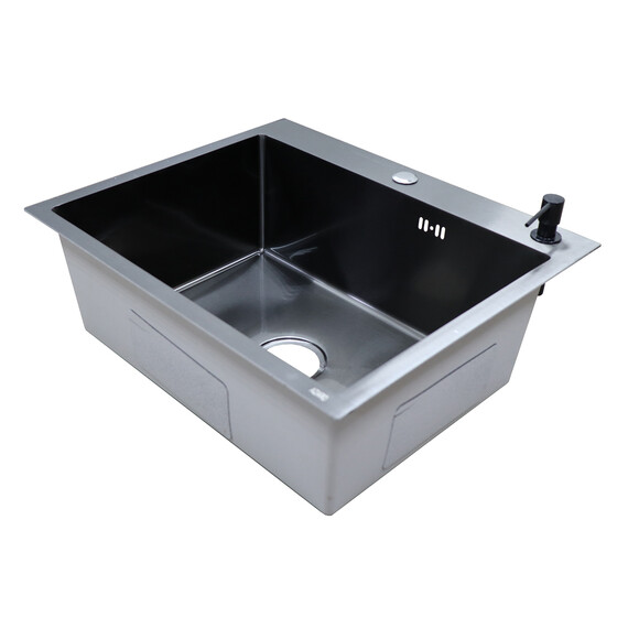 Кухонная мойка Azario Nicole AZB6050N (сифон, дозатор и коландер в комплекте) чёрный - фото 3