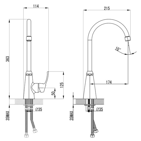 Смеситель для кухни Azario AZ-HU245900 - фото 2