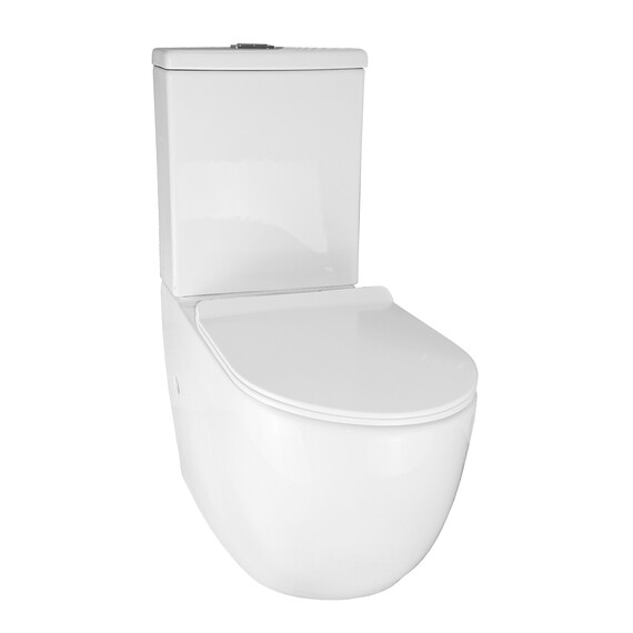 Унитаз-компакт безободковый Azario Corsa AZ-2062T с тонкой крышкой микролифт (Система смыва Торнадо) - фото 2