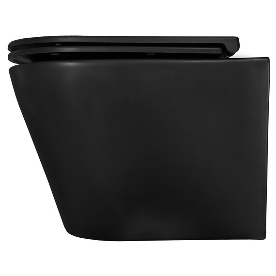 Унитаз подвесной безободковый Azario Teramo AZ-0053-UQ3-MB с крышкой микролифт (система смыва Торнадо) чёрный матовый, Цвет производителя: чёрный матовый - фото 9