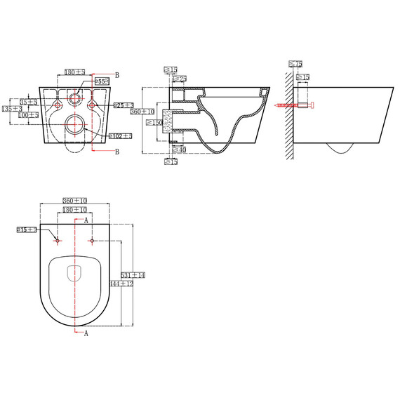 Унитаз подвесной безободковый Azario Ollin AZ-0513R с крышкой микролифт (Система смыва торнадо) - фото 13