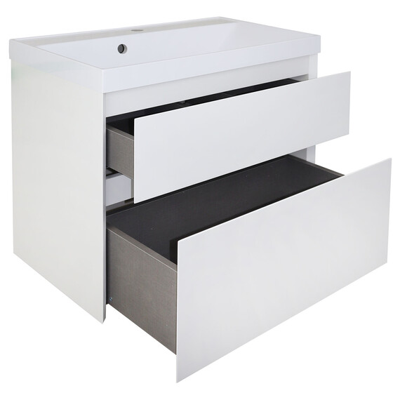 Тумба подвесная с раковиной Azario Velluto 70 см CS00088602, белый матотвый - фото 