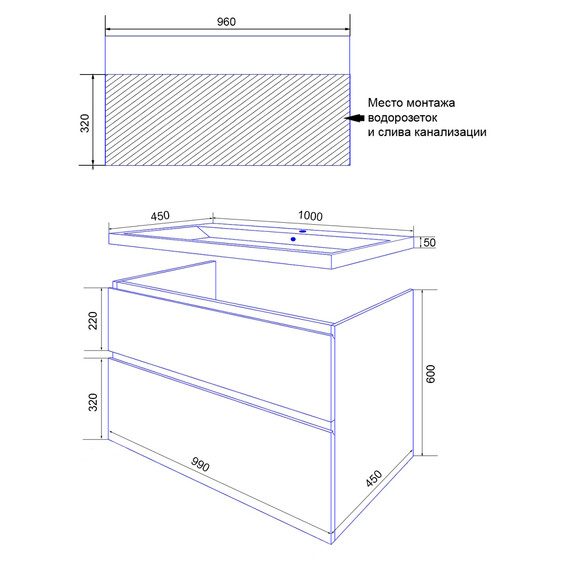 Тумба подвесная с раковиной Azario Viola 100/2H 100 см CS00097148, фисташковый - фото 8