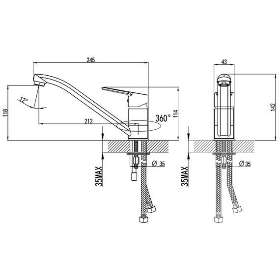 Смеситель для кухни Azario AZ-WSA654235AJ - фото 2