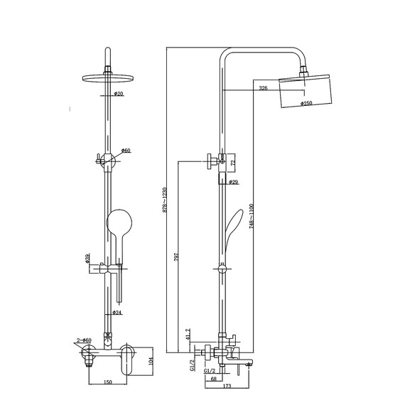 Душевая стойка с поворотным изливом Azario Arizona AZ-20R, Цвет производителя: хром - фото 7