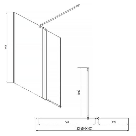 Душевая перегородка Azario Chicago 90 см AZ-NAR6321 900 (стекло 8 мм) с кронштейном в комплекте, хром/прозрачное - фото 4