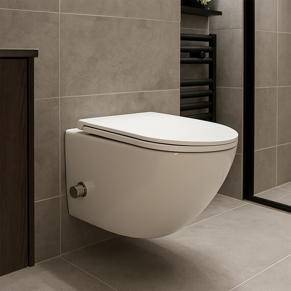 Унитаз-биде подвесной безободковый Azario Grado AZ-046E-NR с тонкой крышкой микролифт (система смыва Торнадо) - фото 17