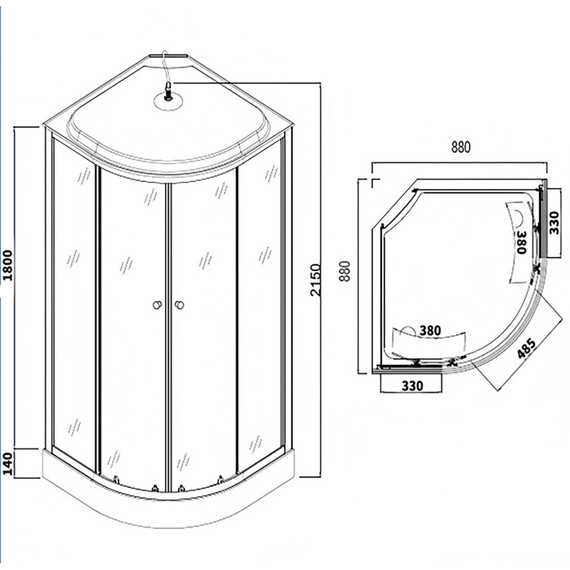 Душевая кабина Loranto 90x90 см CS-981TM/W-90, хром/прозрачное - фото 3