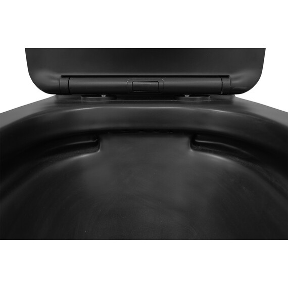 Унитаз-компакт безободковый Azario Black King AZ-8303-D с тонкой крышкой микролифт, чёрный матовый - фото 7