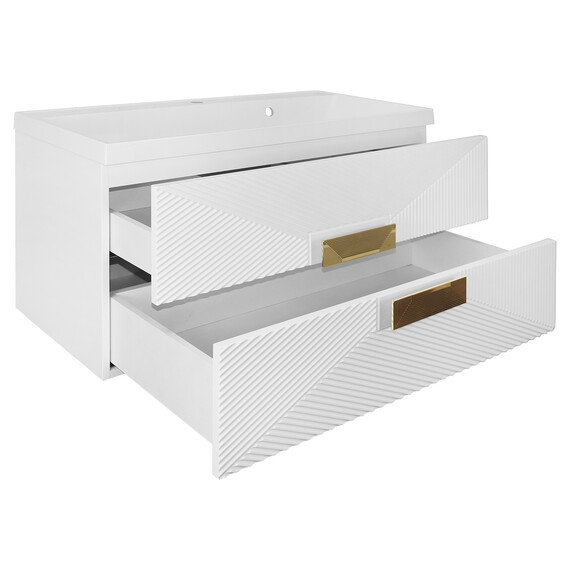 Тумба подвесная с раковиной Azario Zena 100/2 100 см CS00097709, белый глянцевый - фото 2