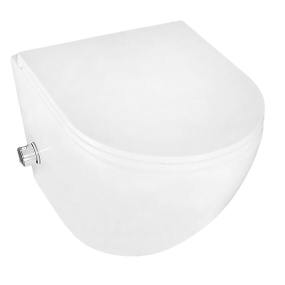 Унитаз-биде подвесной безободковый Azario Grado AZ-046E-NR с тонкой крышкой микролифт (система смыва Торнадо) - фото 3