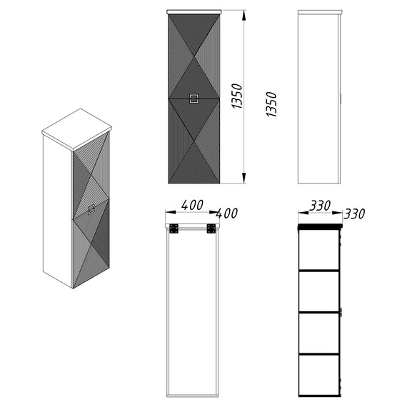Пенал подвесной Azario Zena 40 см CS00097032, кашемир - фото 2
