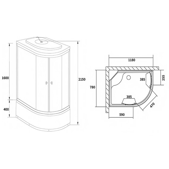 Душевая кабина Loranto 120х80 см CS-886EDTM/W-120 L, белый/прозрачное - фото 3