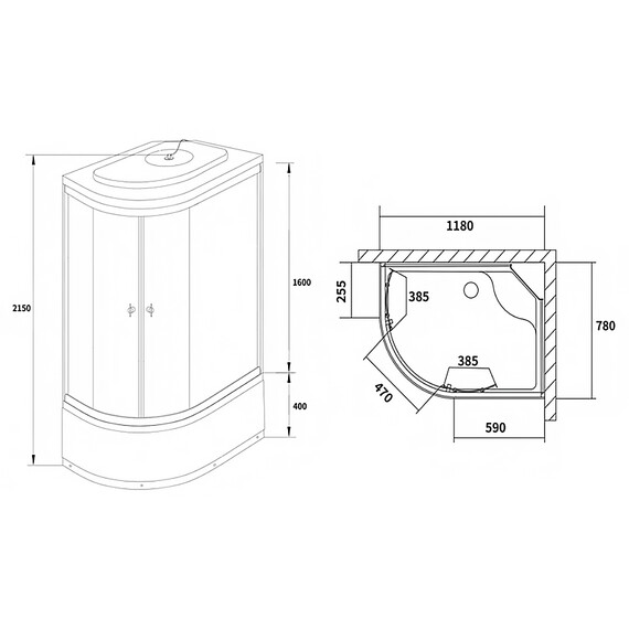 Душевая кабина Loranto 120х80 см CS-887EDTM/W-120 R, белый/прозрачное - фото 3