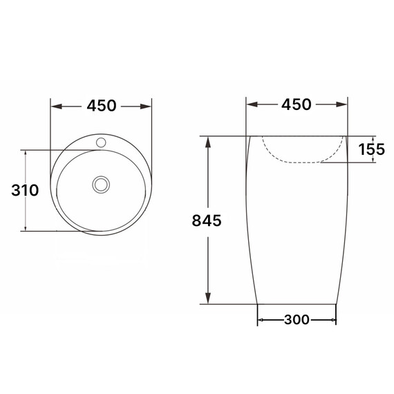 Раковина напольная Azario Tea 45 см AZ-M30148 - фото 2